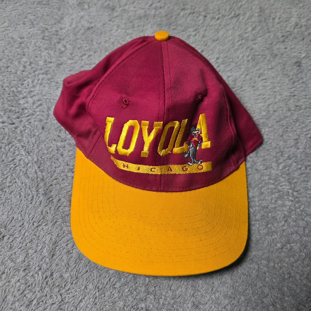 Designer Award Headwear Mens OS Loyola Chicago Snapback Hat Maroon Gold Vintage